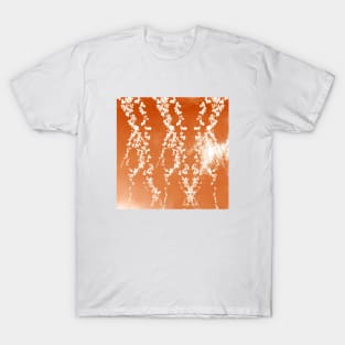 Ferns pattern, ferns, leaves, leaf, nature, botanical, tropical, exotic, orange, white, water, summer, reflection, sun, sunny-day, spring, autumn, T-Shirt